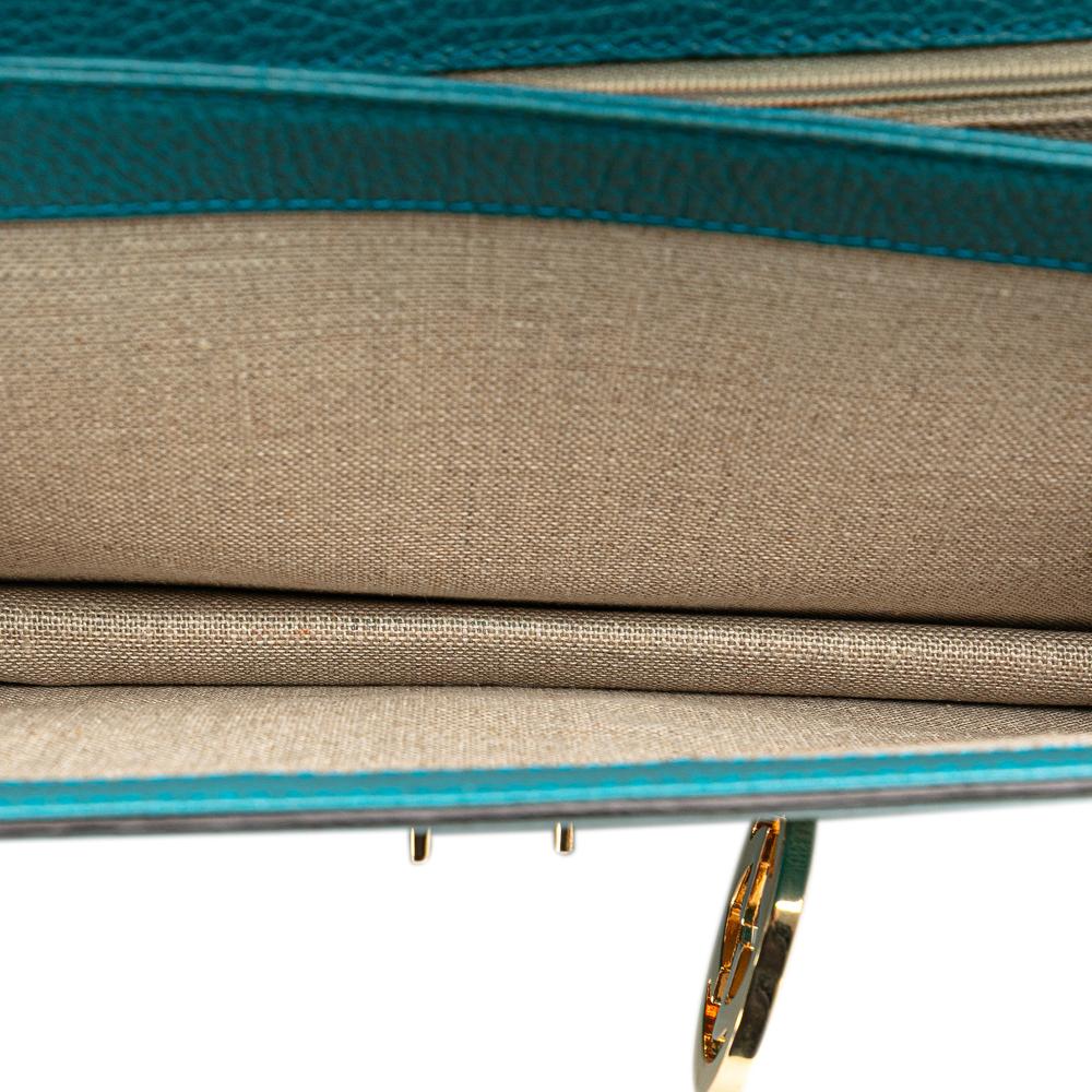 Gucci AB Gucci Blue Turquoise Calf Leather Medium Dollar skin Interlocking G Crossbody Italy