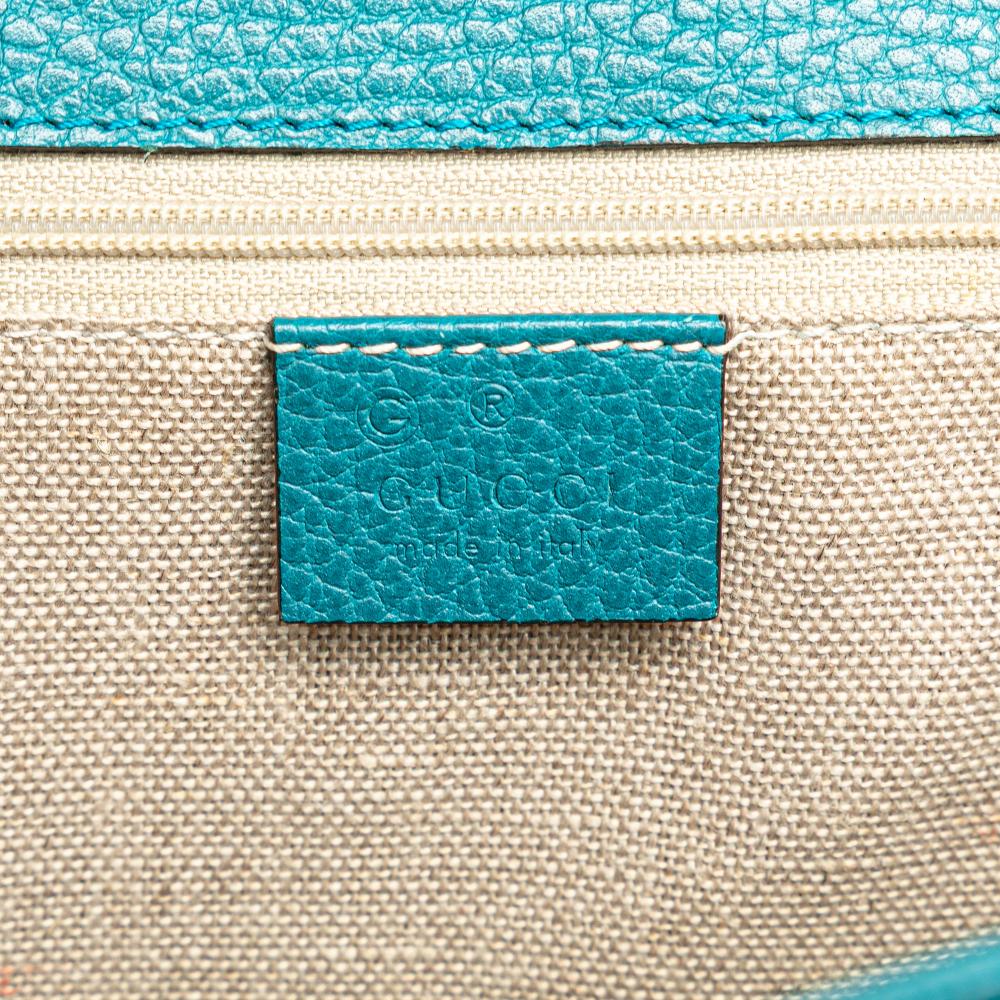 Gucci AB Gucci Blue Turquoise Calf Leather Medium Dollar skin Interlocking G Crossbody Italy