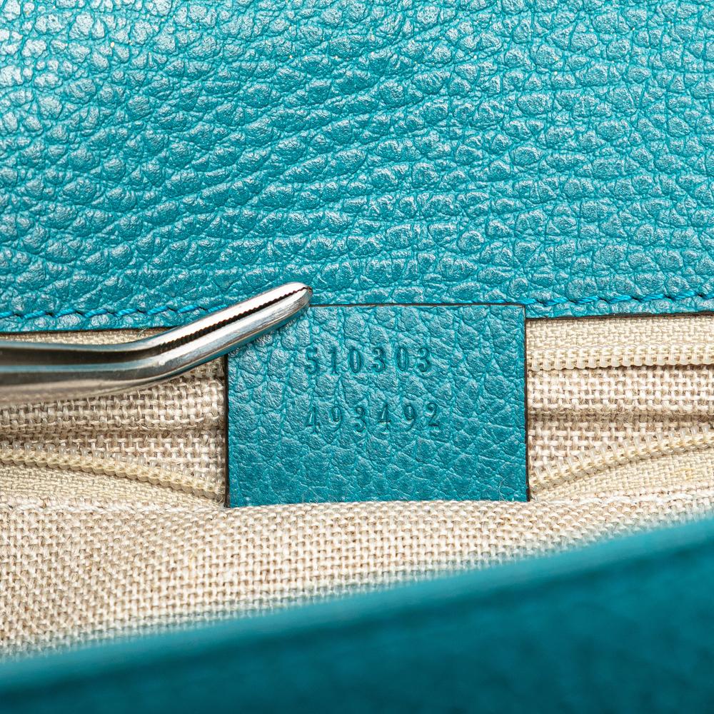 Gucci AB Gucci Blue Turquoise Calf Leather Medium Dollar skin Interlocking G Crossbody Italy