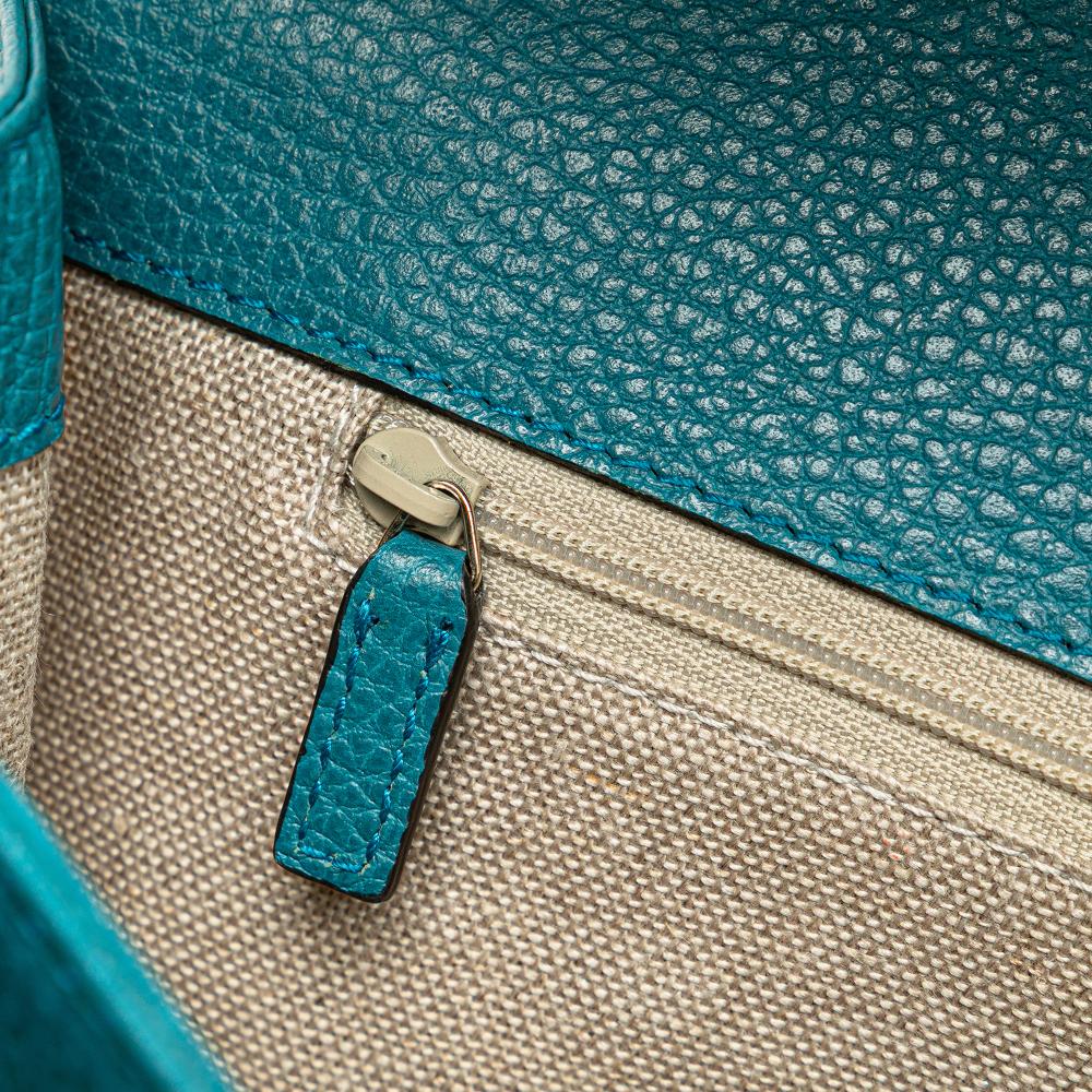 Gucci AB Gucci Blue Turquoise Calf Leather Medium Dollar skin Interlocking G Crossbody Italy