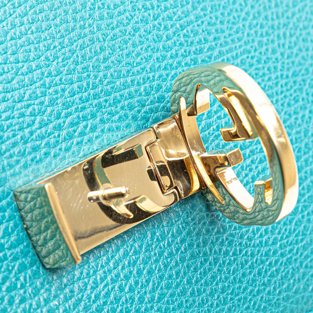 Gucci AB Gucci Blue Turquoise Calf Leather Medium Dollar skin Interlocking G Crossbody Italy