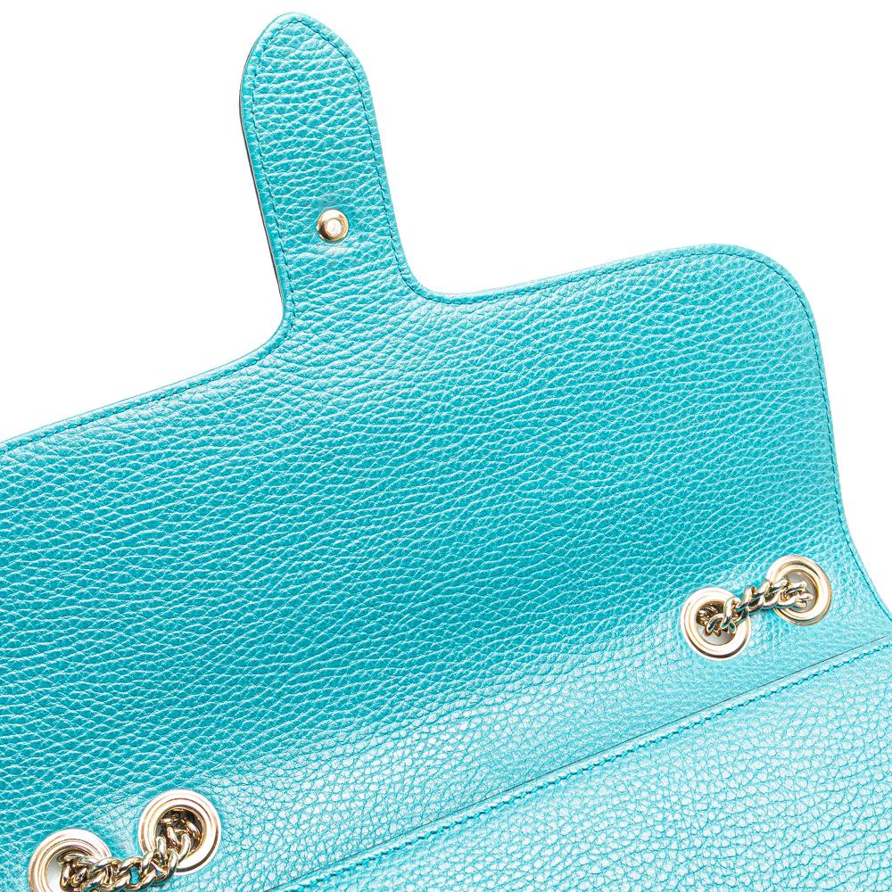 Gucci AB Gucci Blue Turquoise Calf Leather Medium Dollar skin Interlocking G Crossbody Italy