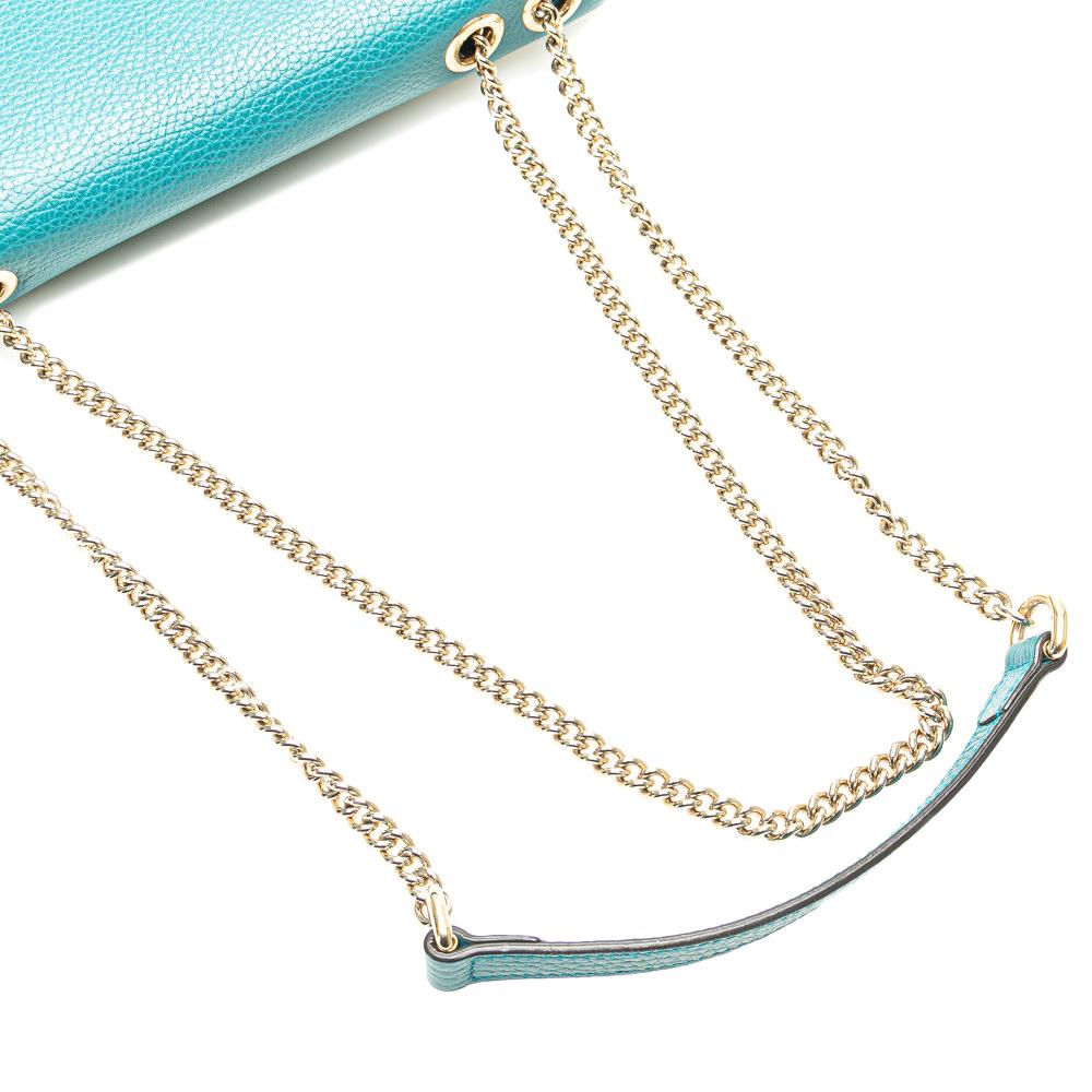 Gucci AB Gucci Blue Turquoise Calf Leather Medium Dollar skin Interlocking G Crossbody Italy