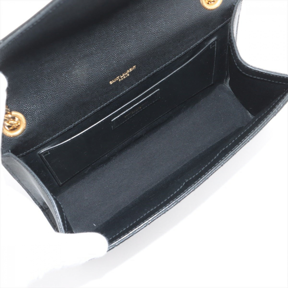 Saint Laurent Envelope Medium Grained Calfskin Leather Flap Crossbody Black