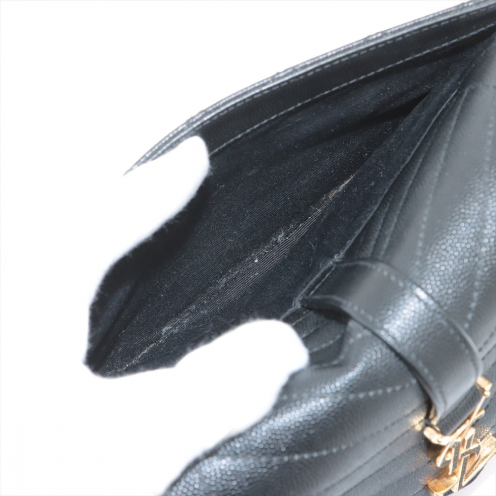 Saint Laurent Envelope Medium Grained Calfskin Leather Flap Crossbody Black