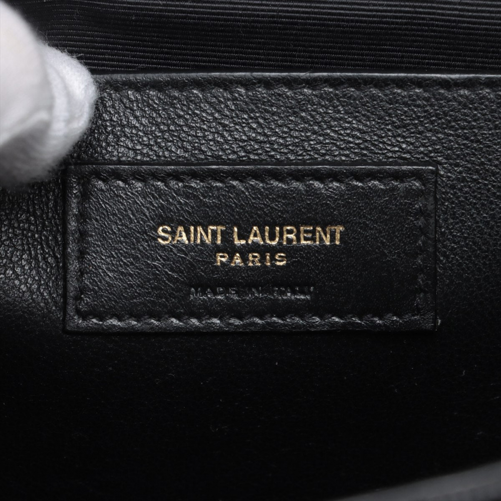 Saint Laurent Envelope Medium Grained Calfskin Leather Flap Crossbody Black