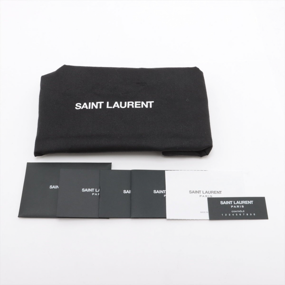 Saint Laurent Envelope Medium Grained Calfskin Leather Flap Crossbody Black