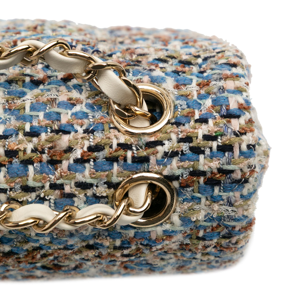 Chanel Classic Double Flap Medium Tweed Shoulder Bag Multicolor