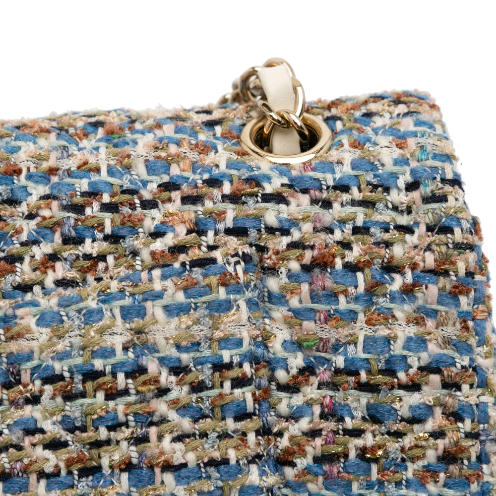 Chanel Classic Double Flap Medium Tweed Shoulder Bag Multicolor