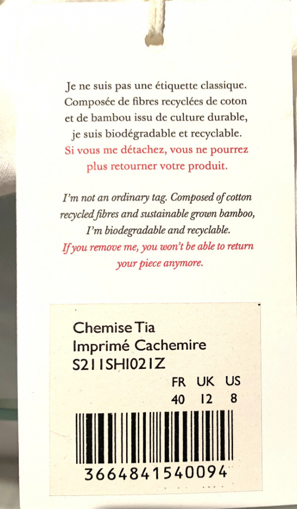 Sézane Chemise Tia / Imprimé Cachemire **NEW**