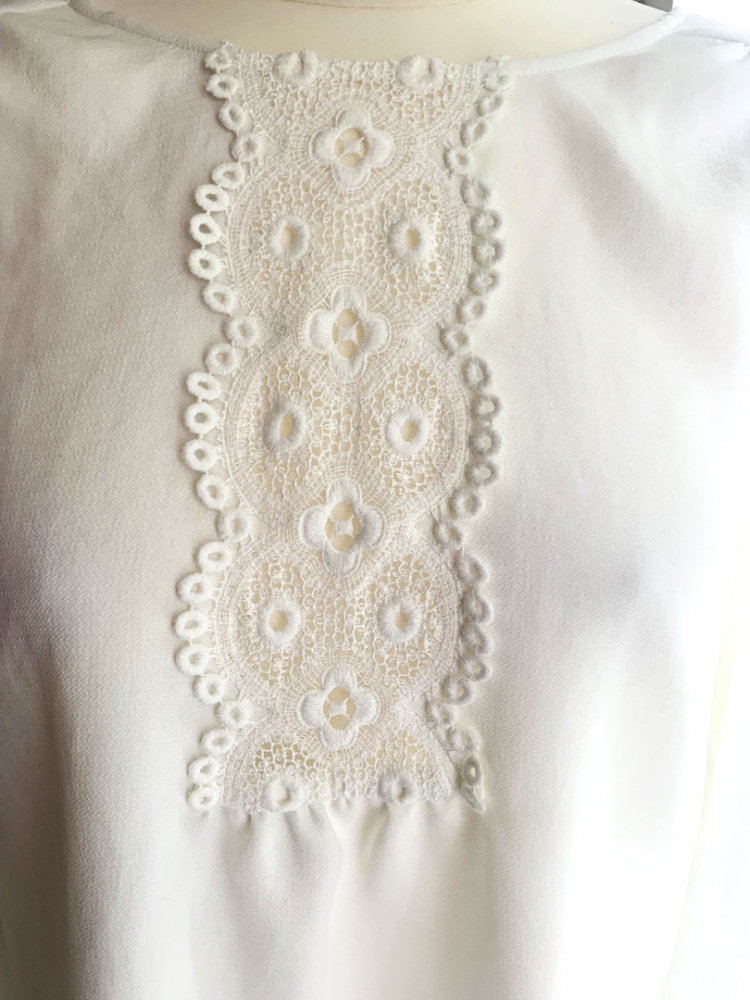 Sézane Blouse IVY, ecru, with lace insert