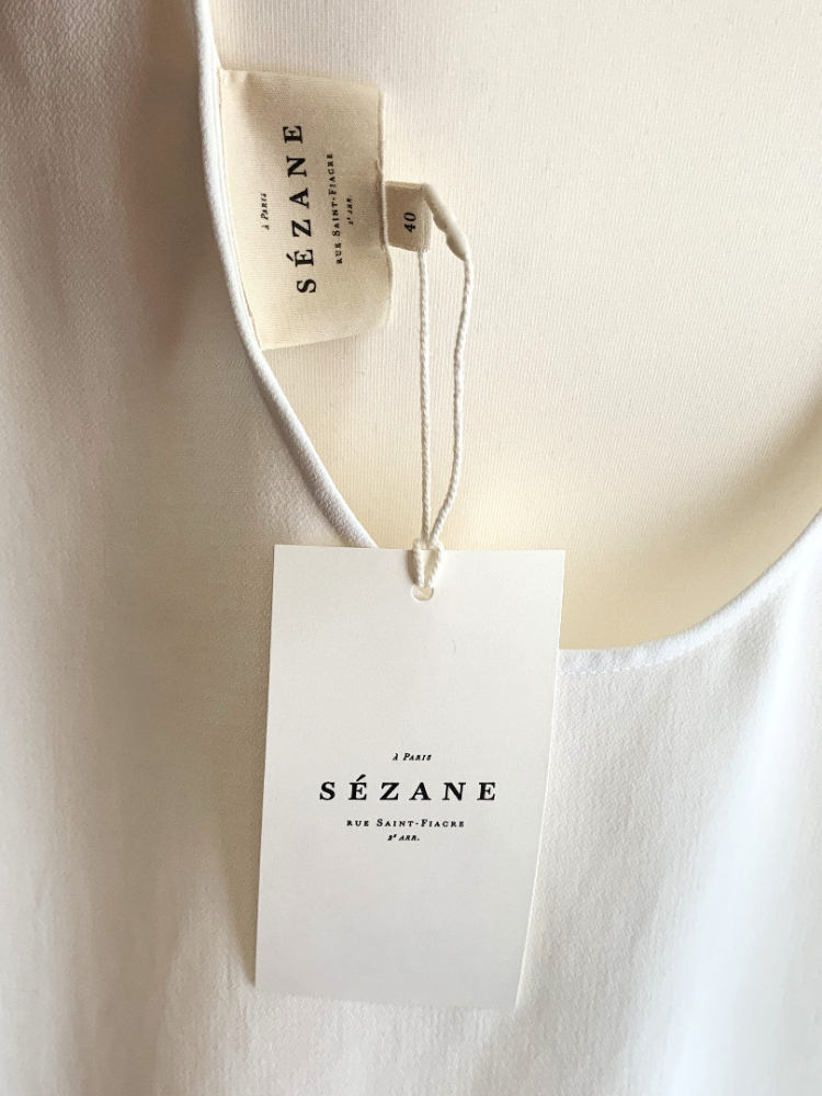 Sézane Blouse IVY, ecru, with lace insert