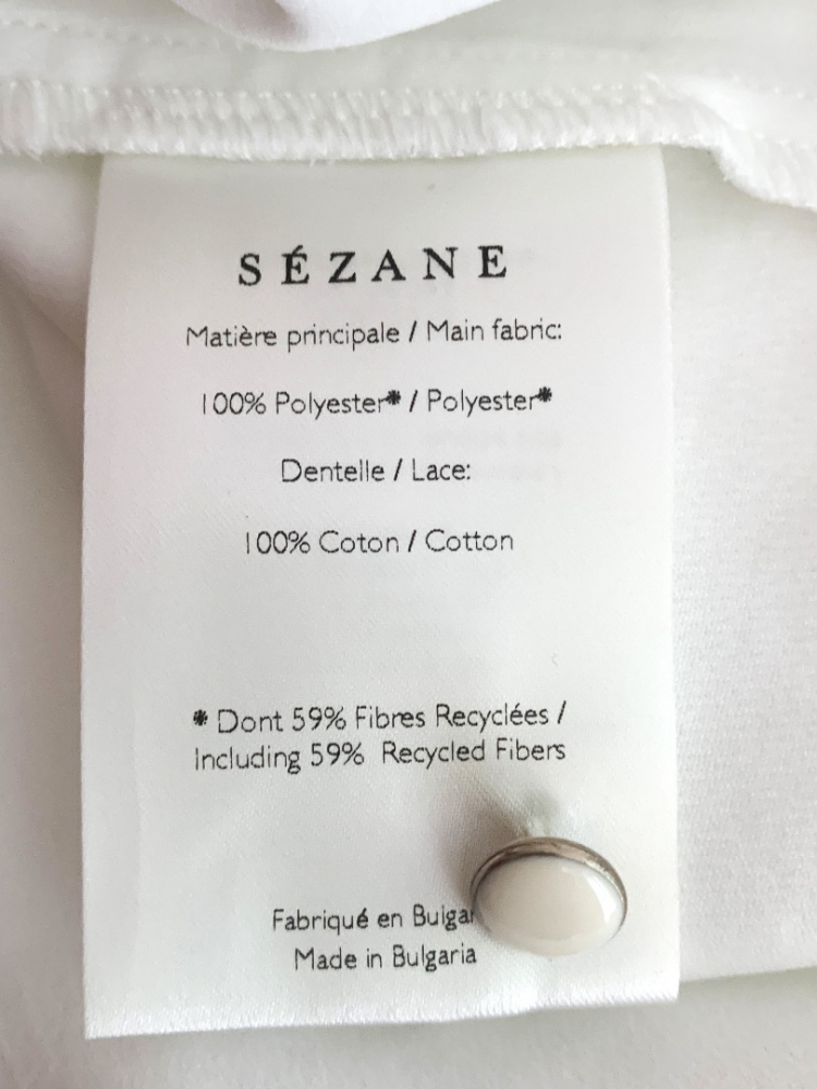 Sézane Blouse IVY, ecru, with lace insert