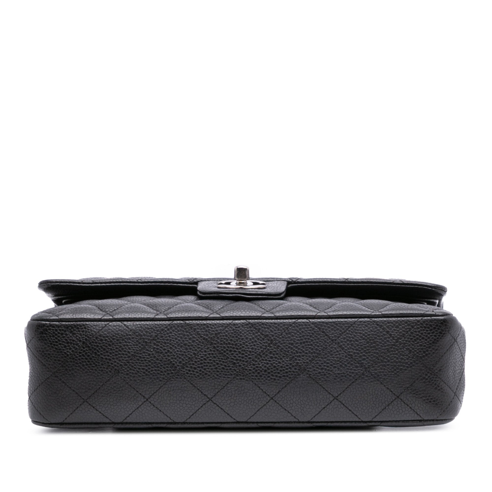 Chanel Classic Double Flap Medium Caviar Leather Matelassè Shoulder Bag Black