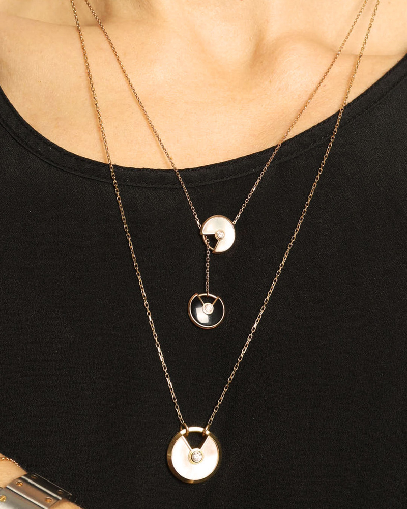 Cartier Amulette de Cartier Mother Of Pearl Onyx Necklace in 18K Rose Gold