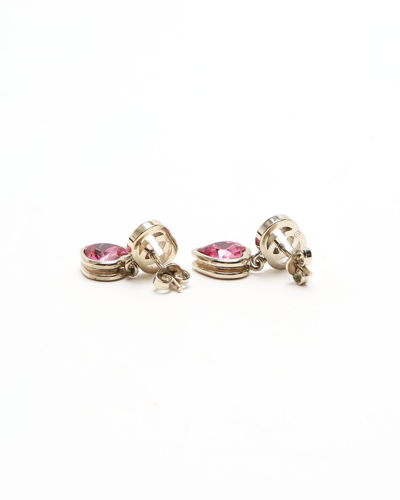 Gucci Dangling Rhinestone Heart Earrings