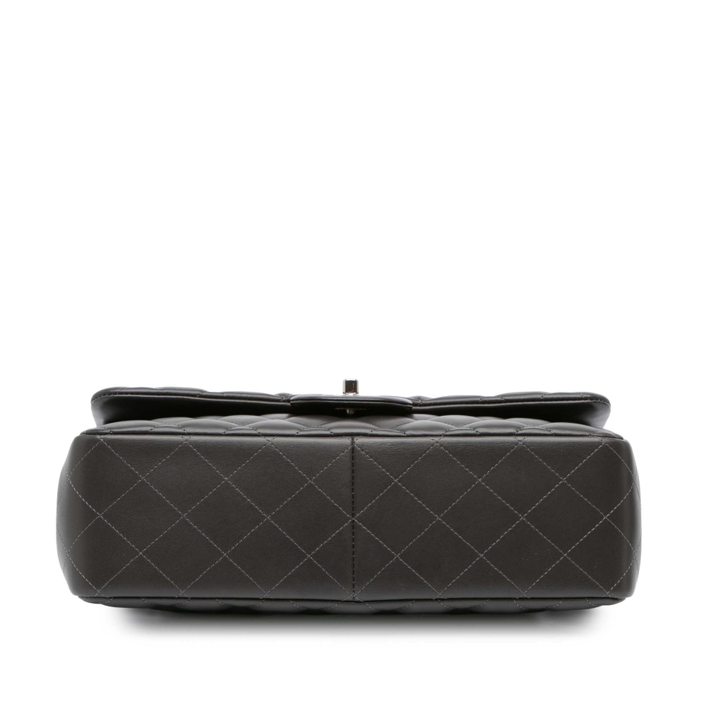 Chanel Classic Double Flap Jumbo Lambskin Leather Matelassè Handbag Grey