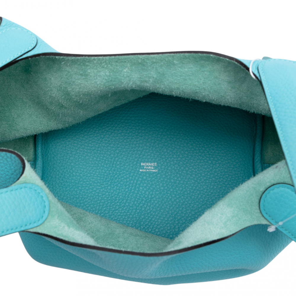 Hermès Picotin 22 Leather Lock Bucket Handbag Blue Atoll