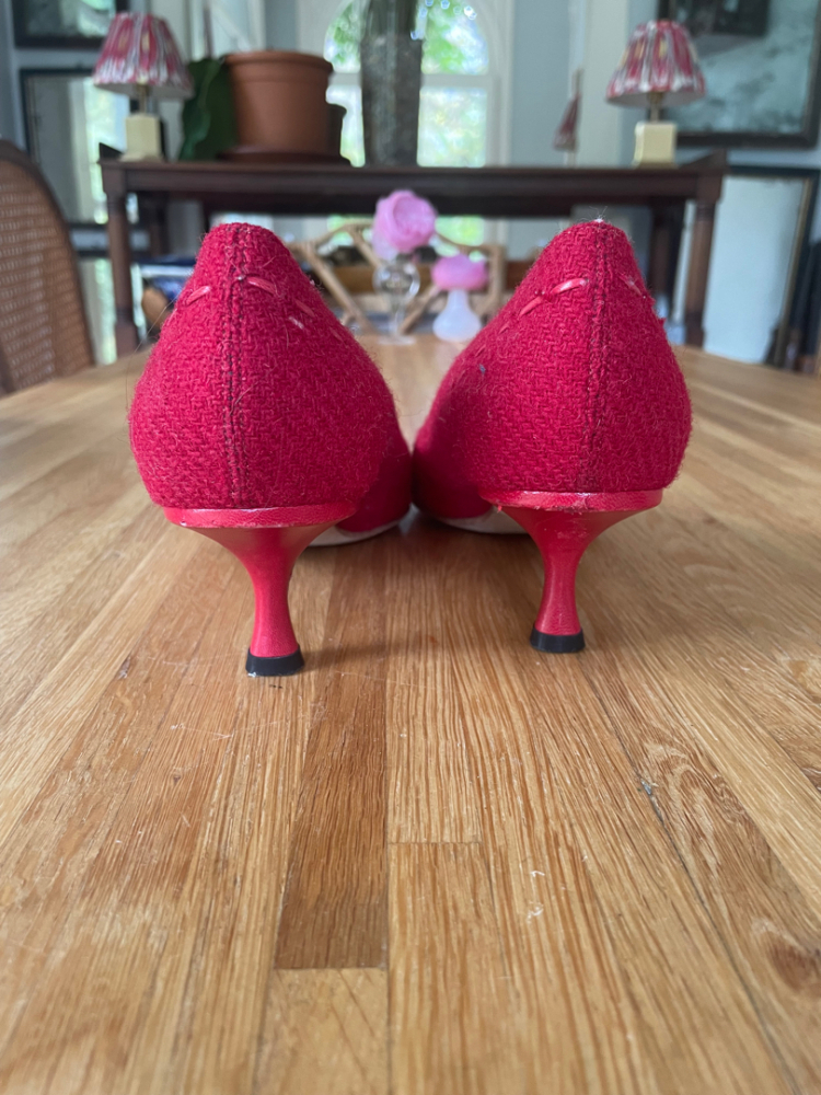 Jimmy Choo rote Tweed-Schuhe