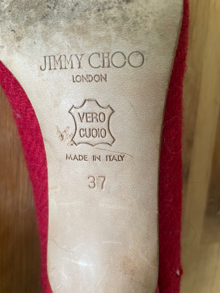 Jimmy Choo rote Tweed-Schuhe