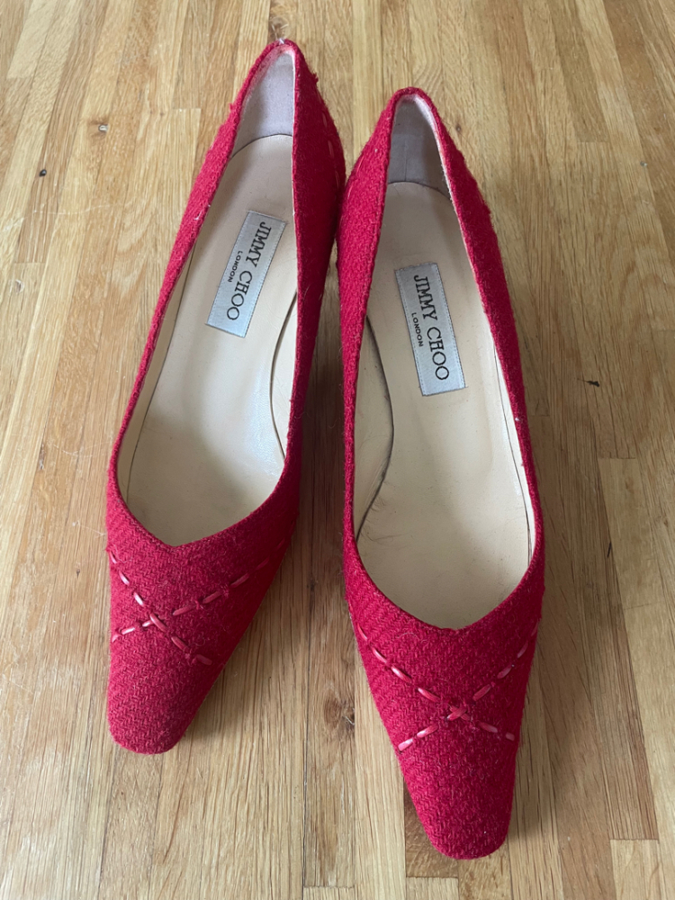 Jimmy Choo rote Tweed-Schuhe
