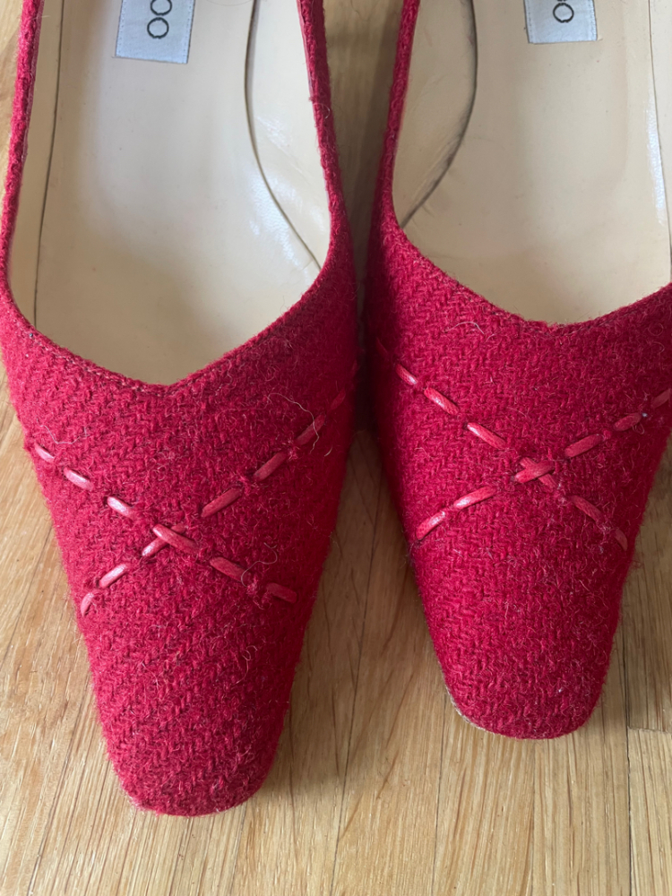 Jimmy Choo rote Tweed-Schuhe