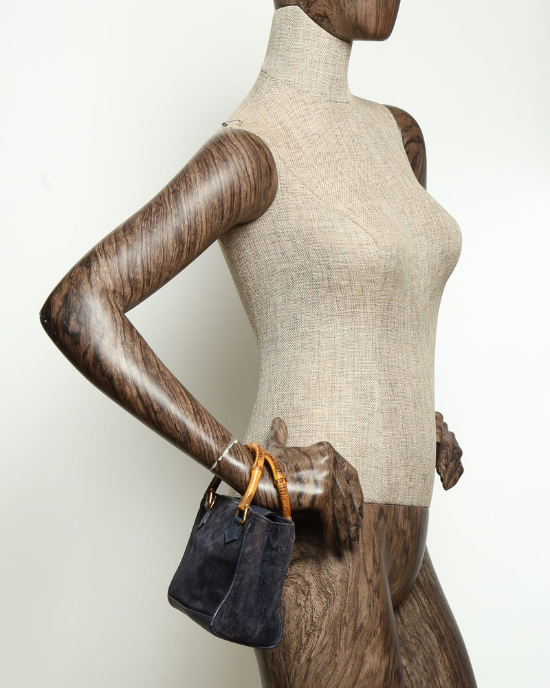 Gucci Mini Suede Bamboo Handbag