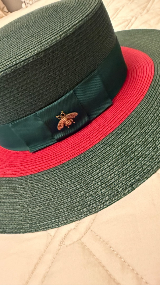 Gucci NEW Straw Hat 57 – Signature Web Band & Bee Detail