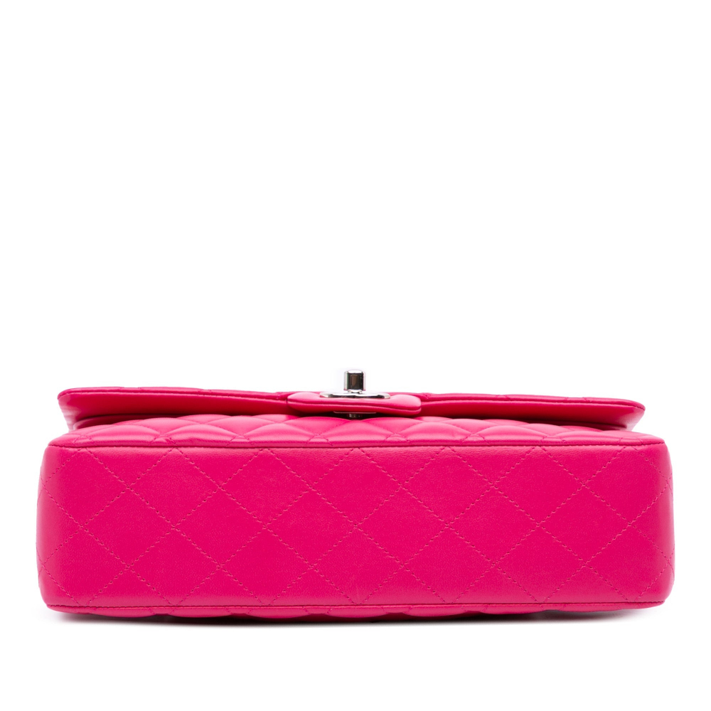 Chanel Classic Double Flap Medium Lambskin Leather Matelassè Shoulder Bag Pink
