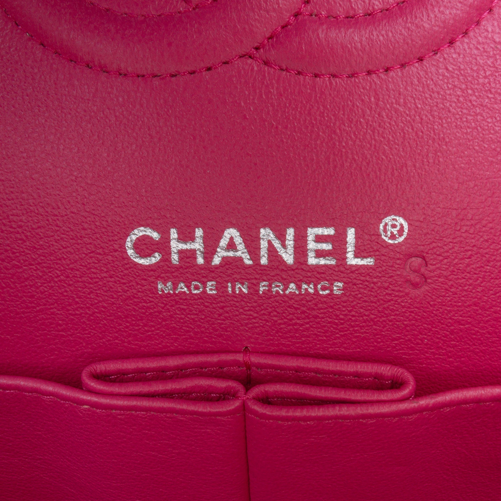 Chanel Classic Double Flap Medium Lambskin Leather Matelassè Shoulder Bag Pink
