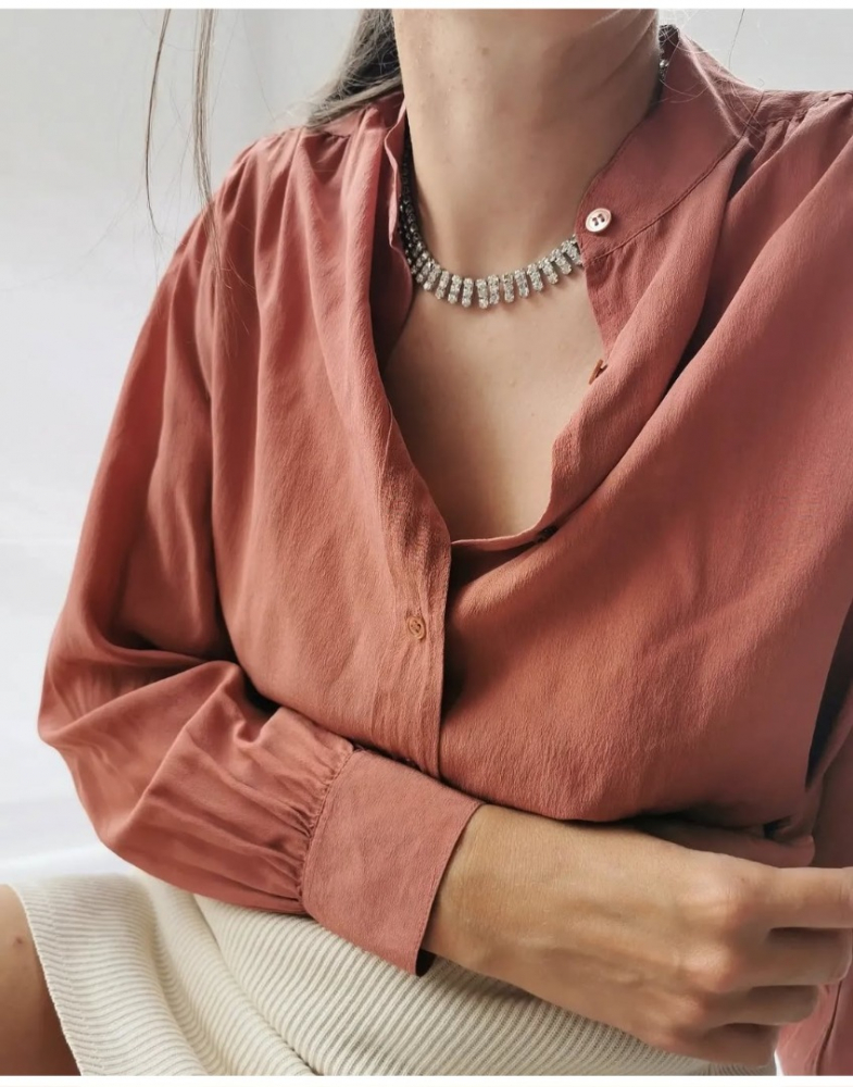 Escada Blouse en soie rose antique brûlée