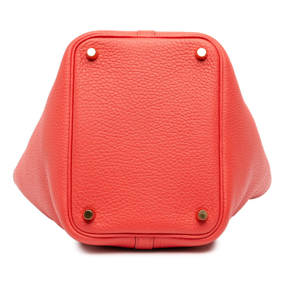 Hermès Picotin 18 Taurillon Clemence Leather Lock Bucket Handbag Rouge Pivoine
