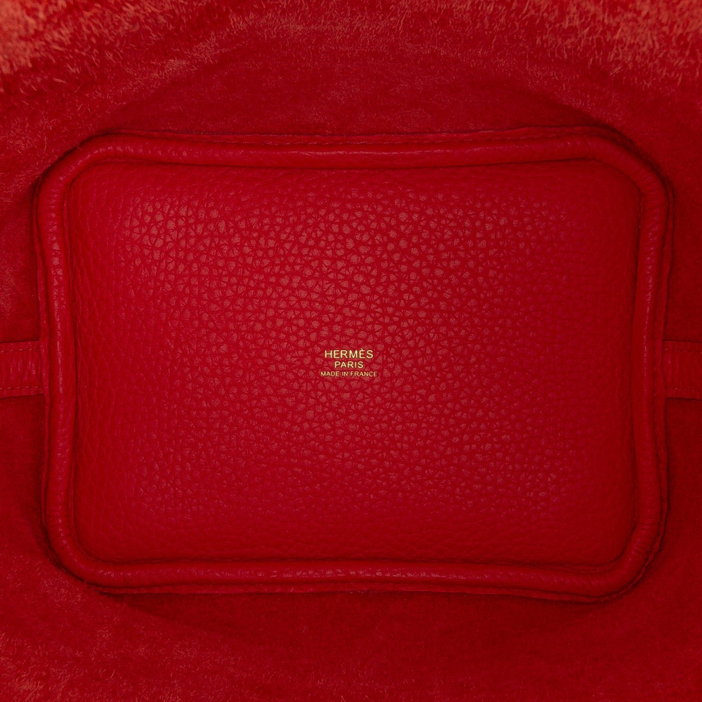 Hermès Picotin 18 Taurillon Clemence Leather Lock Bucket Handbag Rouge Pivoine