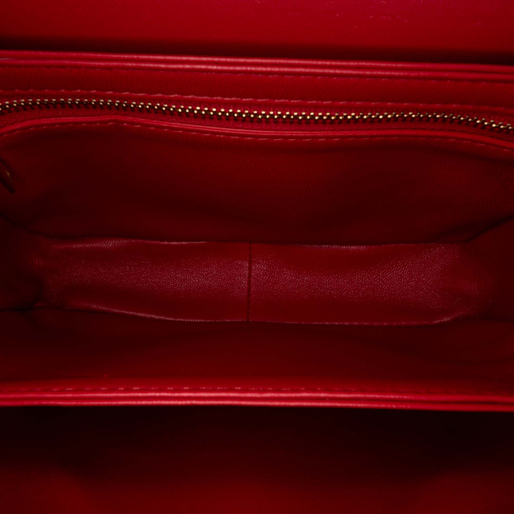 Celine Triomphe Teen Shiny Calfskin Leather Flap Crossbody Red
