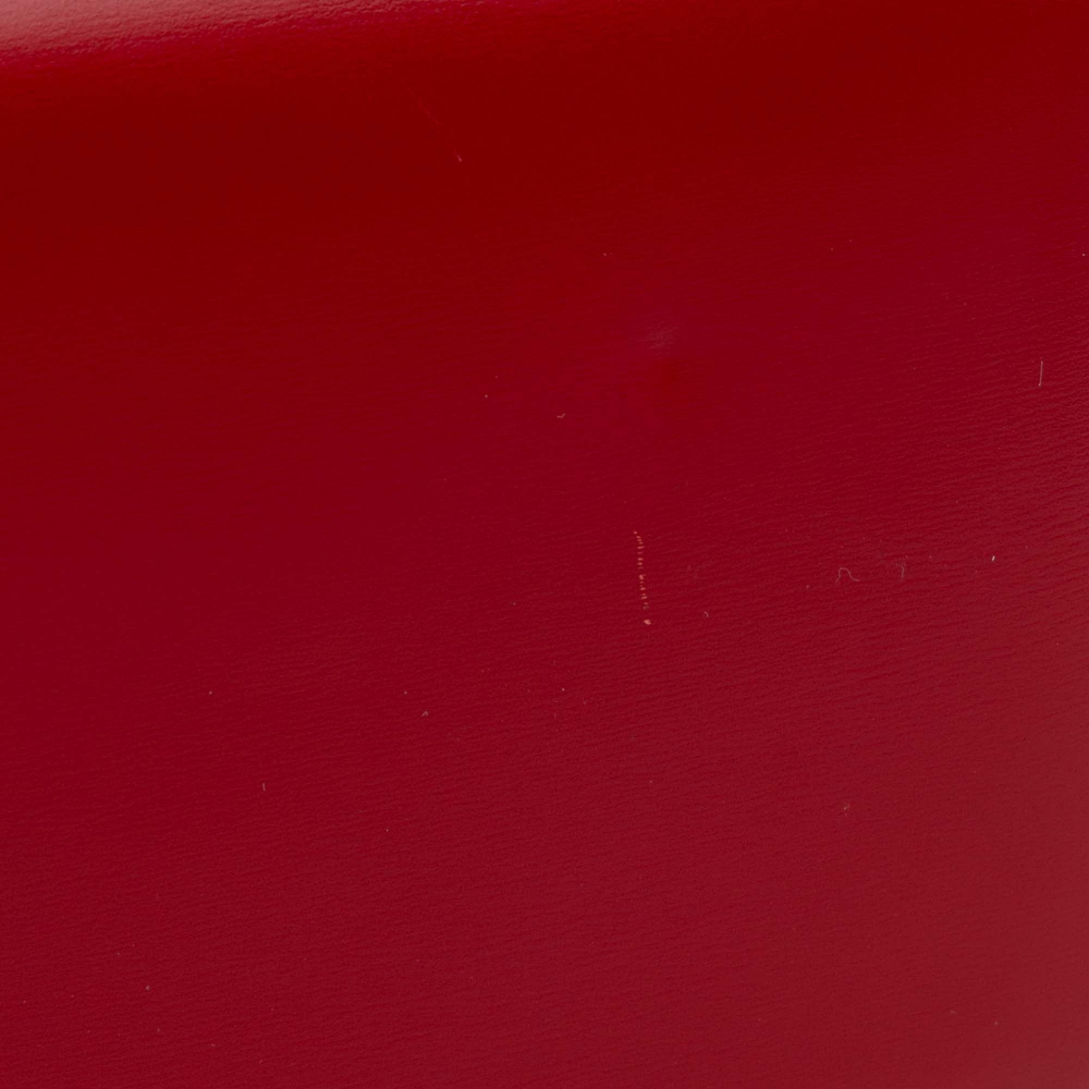 Celine Triomphe Teen Shiny Calfskin Leather Flap Crossbody Red