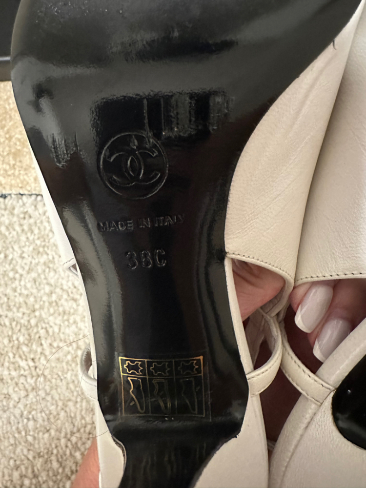 Chanel Black and white sling back heels