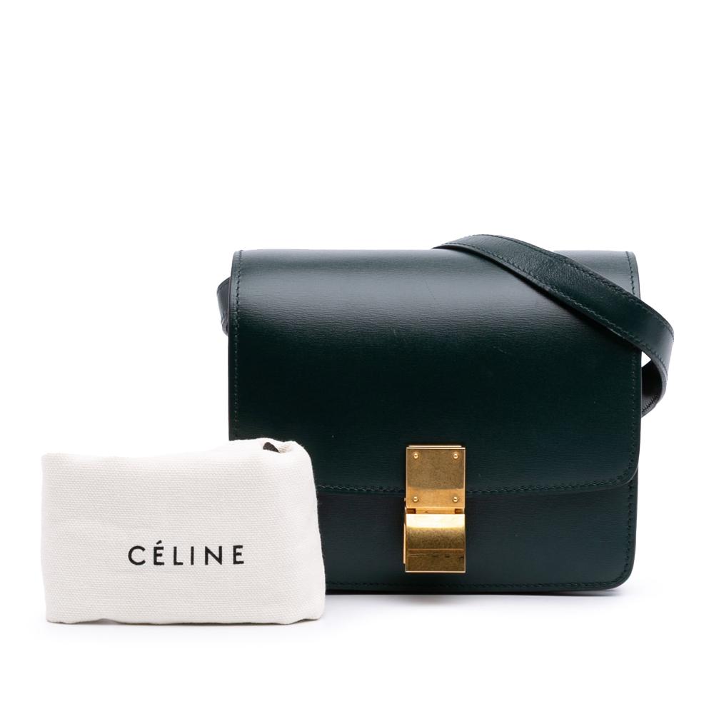 Celine B Celine Green Dark Green Calf Leather Small skin Classic Box Italy