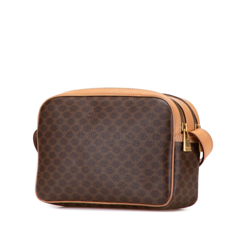 Celine B Celine Brown Coated Canvas Fabric Macadam Crossbody Italy