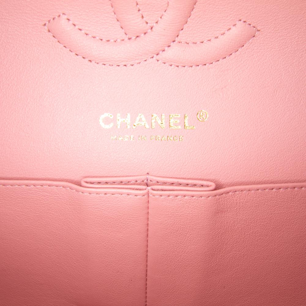 Chanel B Chanel Pink Tweed Fabric Medium Classic Braided Double Flap France