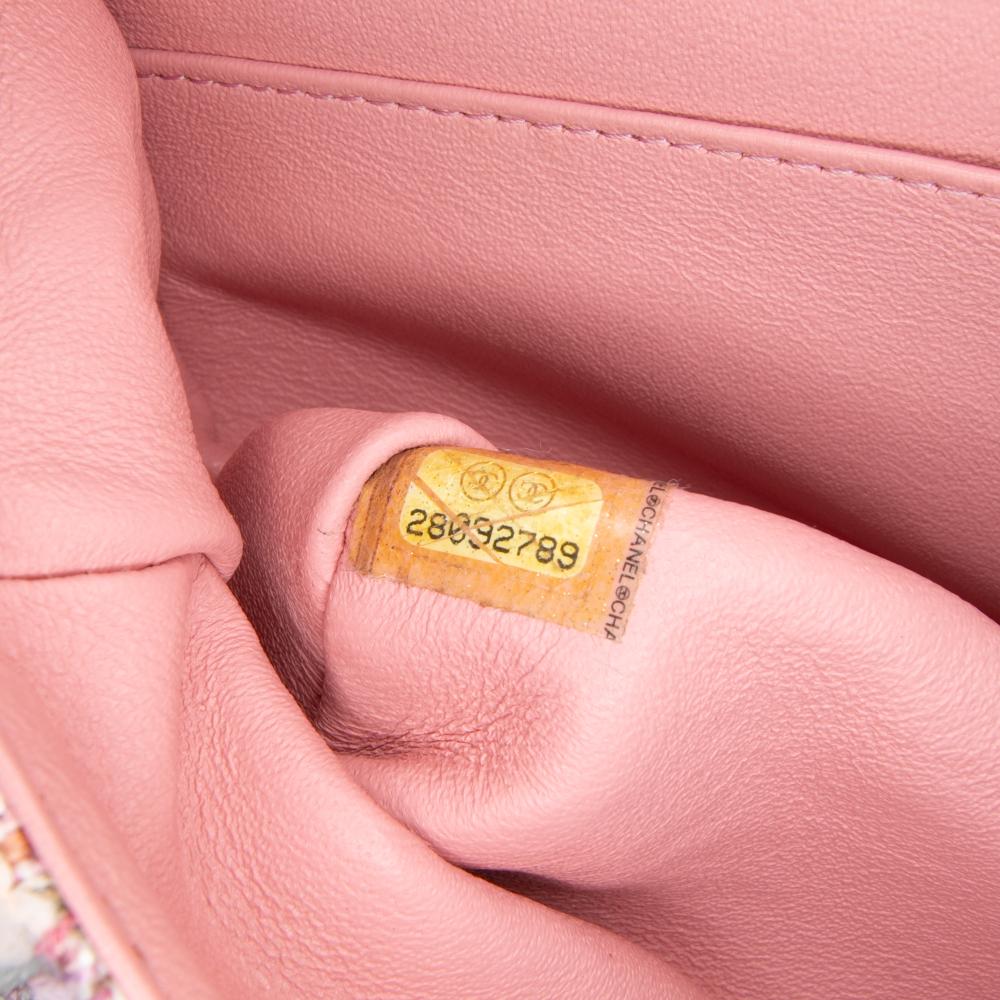 Chanel B Chanel Pink Tweed Fabric Medium Classic Braided Double Flap France