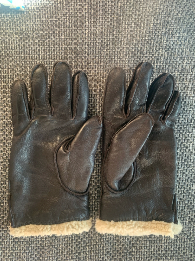 UGG Gants d'hiver en cuir marron foncé