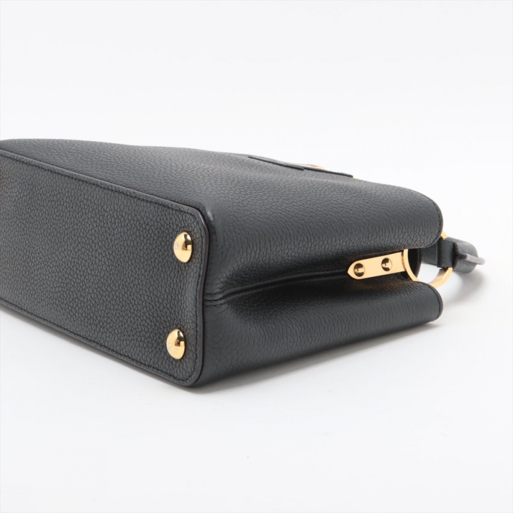 Louis Vuitton Capucines PM Taurillon Leather 2-Ways Handbag Black