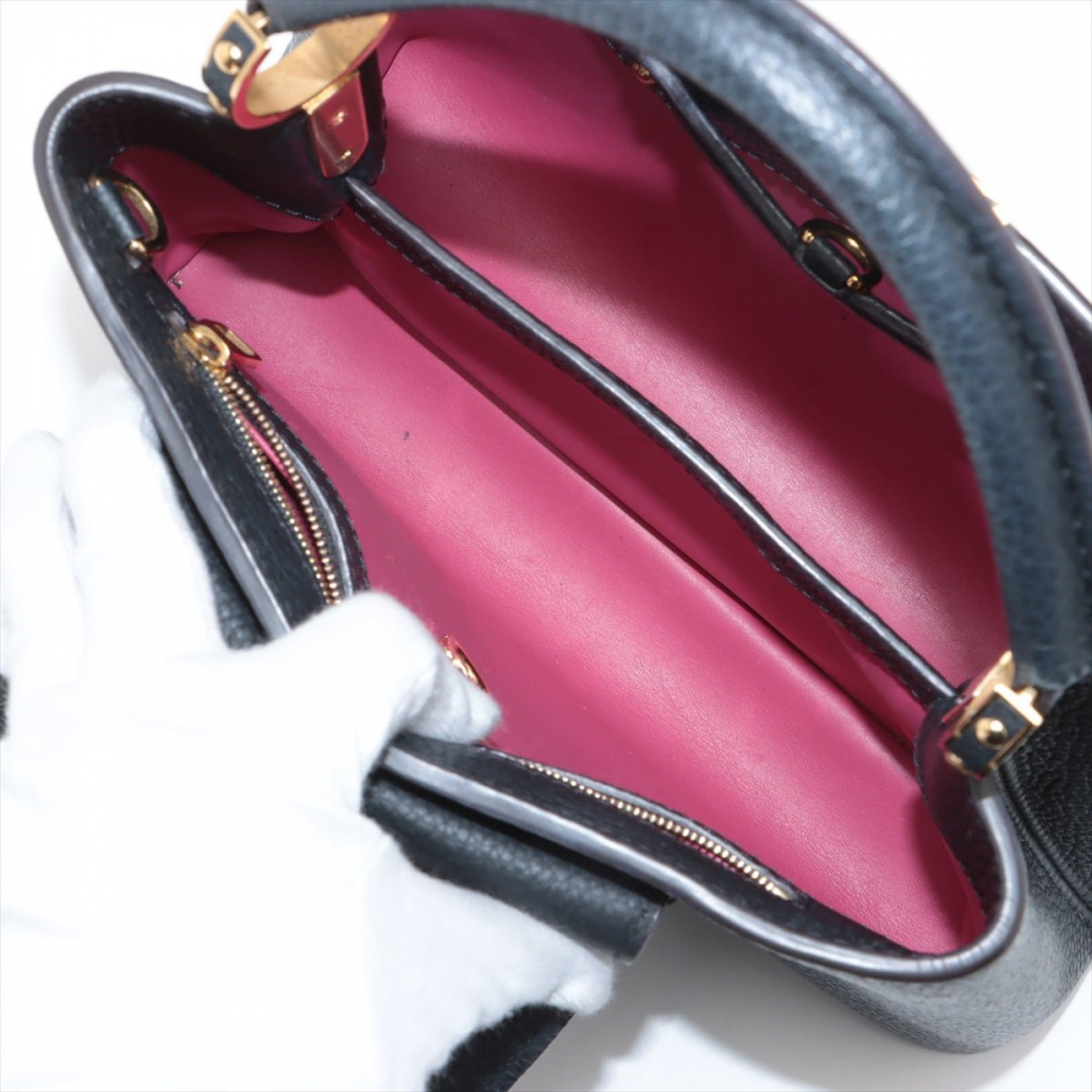 Louis Vuitton Capucines PM Taurillon Leather 2-Ways Handbag Black