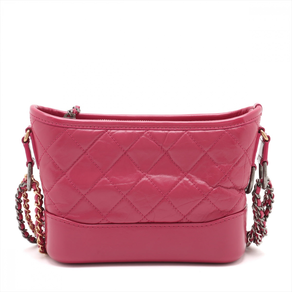 Chanel Gabrielle Small Lambskin Leather Chevron Shoulder Bag Pink