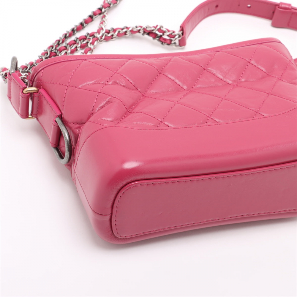 Chanel Gabrielle Small Lambskin Leather Chevron Shoulder Bag Pink