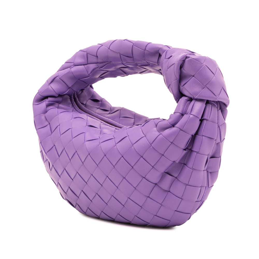 Bottega Veneta Jodie Mini Intrecciato Leather Hobo Handbag Purple