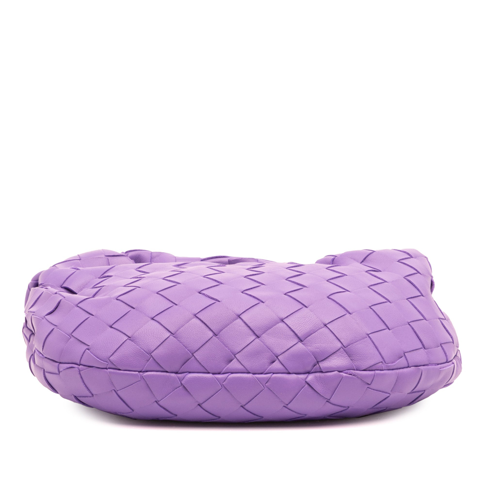 Bottega Veneta Jodie Mini Intrecciato Leather Hobo Handbag Purple