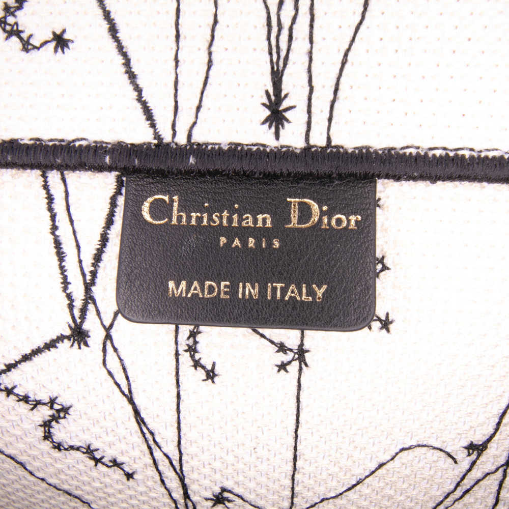 Christian Dior Book Tote Large Embroidery Canvas Handbag Brown