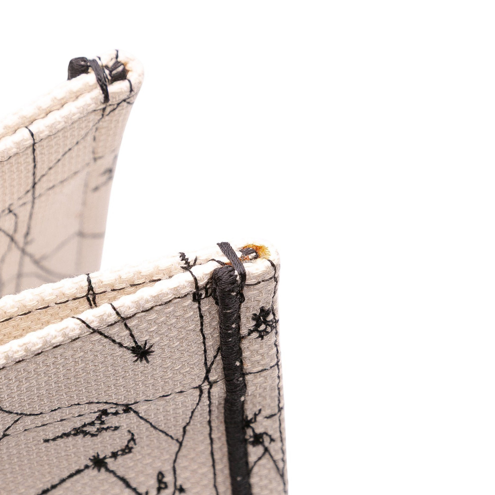 Christian Dior Book Tote Large Embroidery Canvas Handbag Brown