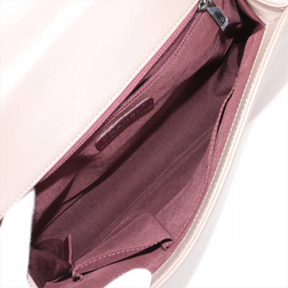 Chanel Boy Large 30 Chevron Calfskin Leather 2-Ways Flap Bag Beige